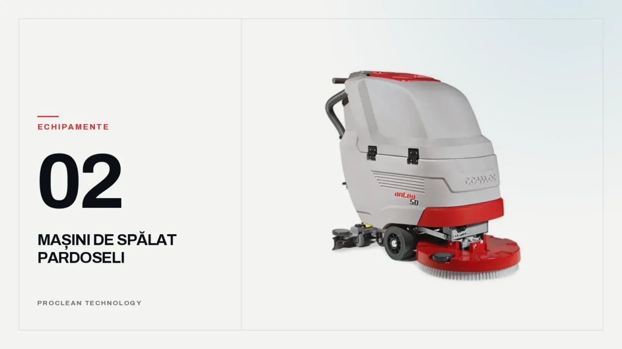 Mașină de spălat pardoseli cu operare pedestră COMAC ANTEA 50 B, cu perie disc și racletă