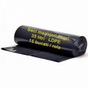 Saci menajeri negri 35 litri LDPE - 15 buc/rolă