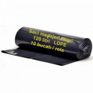 Saci menajeri negri 120 litri LDPE - 10 buc/rolă