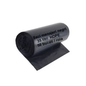 Saci menajeri negri 35 litri HDPE - 50 buc/rolă