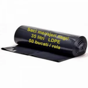 Saci menajeri negri 35 litri LDPE - 50 buc/rolă