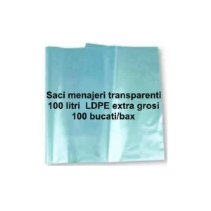 Saci menajeri transparenți 100 litri LDPE - 100 buc/bax