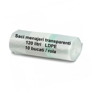 Saci menajeri transparenți 120 litri LDPE - 10 buc/rolă