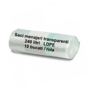 Saci menajeri transparenți 240 litri LDPE - 10 buc/rolă